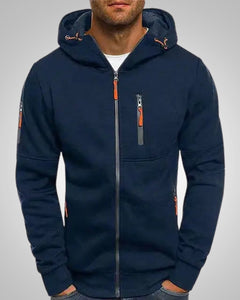 Herman | Herren Eleganter Hoodie Pullover mit Reißverschluss in Marineblau