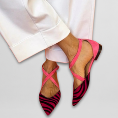 Fenna | Ballerinas mit Riemchen in Dunkelosa