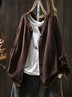 Aileen | Strickjacke mit Struktur in Dunkelbraun