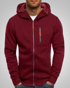 Andrew | Herren Legerer Taschen Zip-Hoodie in Rot