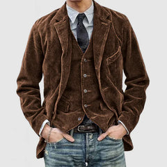 Andrei Cord-Jacke + Weste Set in Braun
