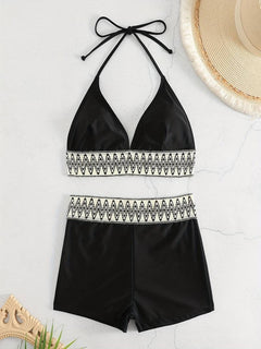 Katherine® | Stylischer Bikini mit kurzer Badehose in Schwarz