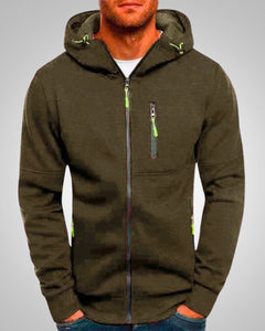 Andrew | Herren Legerer Taschen Zip-Hoodie in Grün