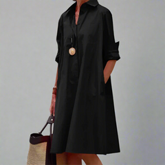 Sandrine | Lässiges und elegantes Polo-Kleid in Schwarz