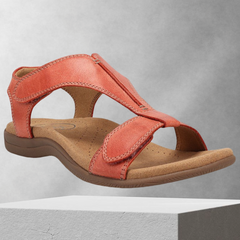FunStep - Schnalle Leder flach Sandalen in Rot