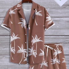 Felix | Herren Tropical Sommerhemd Shorts Set in Braun