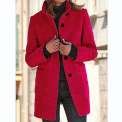 Vintora™ – Retro Damen-Windjacke mit Knöpfen und Stehkragen in Rot