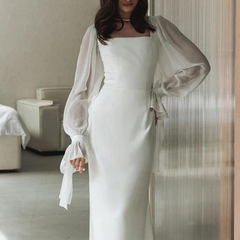 Damen Festliches Hochzeitsgast Maxikleid in Weiß