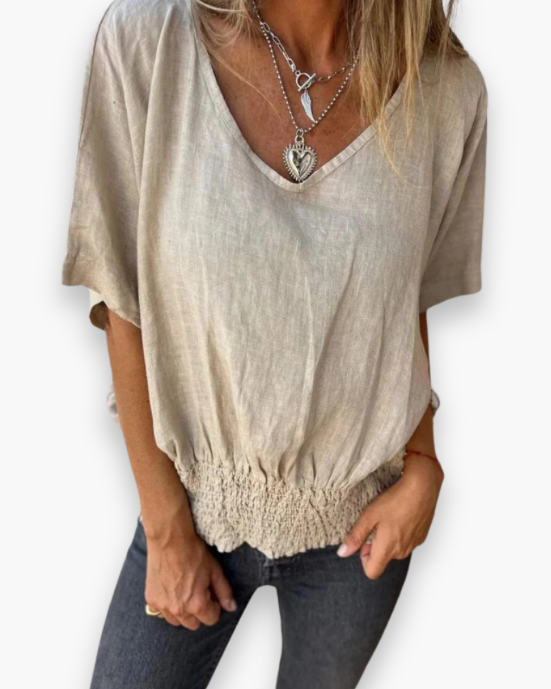 Damen Entspanntes Sommer Top | Vielseitig V-Ausschnitt