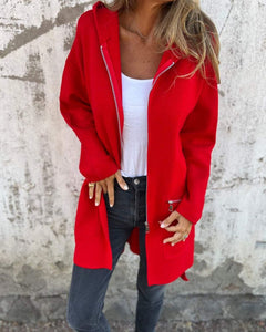 Easora™ - Lässiger und Bequemer Hoodie im Cardigan-Stil in Rot