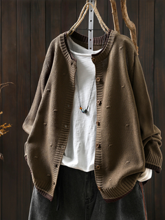 Aileen | Strickjacke mit Struktur in Sandfarbe