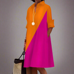 Sandrine | Lässiges und elegantes Polo-Kleid in Orange und Rose