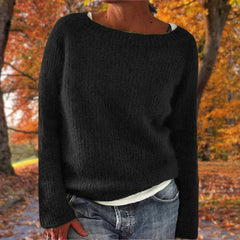 Silke | Damen Lässiger Herbst Strickpullover in Schwarz
