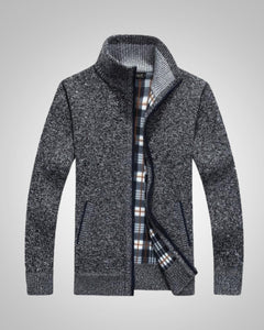 Wolfgang | Herren Bequem Fleece Strickjacke in Dunkelgrau