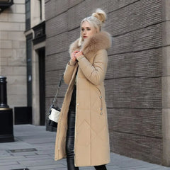 Marine - Verlängerter warmer Wintermantel in Khaki