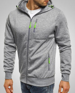 Bernd | Herren Lässiger Taschen Reißverschluss Hoodie in Hellgrau