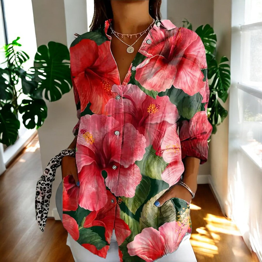 Yvonne®️™ | Vintage-Bluse mit Blumendruck