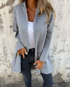 Easora™ - Lässiger und Bequemer Hoodie im Cardigan-Stil in Hellgrau