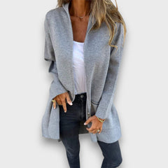 Junira – Langer Cardigan mit Reißverschluss in Grau