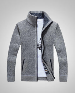 Wolfgang | Herren Bequem Fleece Strickjacke in Grau
