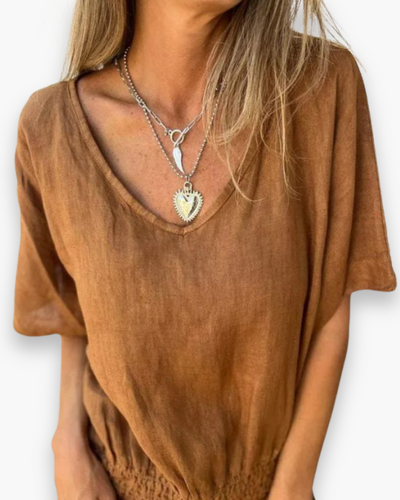 Damen Entspanntes Sommer Top | Vielseitig V-Ausschnitt