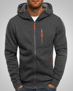 Bernd | Herren Lässiger Taschen Reißverschluss Hoodie in Dunkelgrau