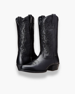 Damen Elegante Cowboystiefel | Westernstiefel Schwarz in Schwarz