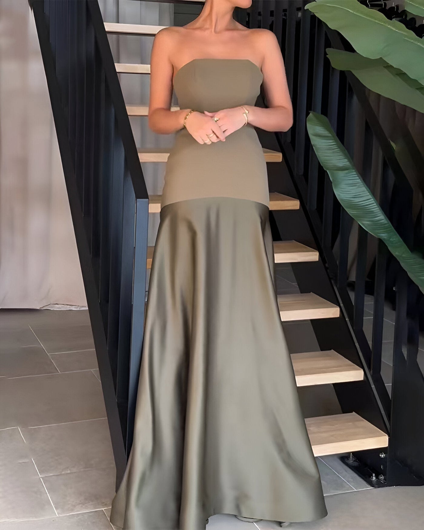 Anastasie | Sexy Luxus Patchwork Trägerloses Maxikleid