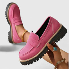 Michaela | Damen Slip-On Chunky Loafer Schuhe in Rosa