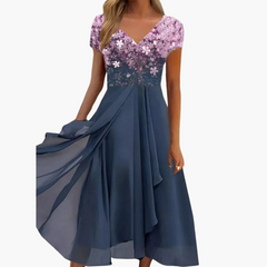 Midikleid für Damen - Elegant mit Pailletten & Chiffonrock in Rosa Blau