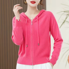 Kiana – Gestrickter Kaschmir-Hoodie in Rosa