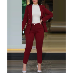 Zweireihiges Set aus Blazer und Hose für Frauen in Rot