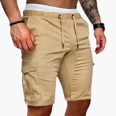 Herren Cargo Shorts mit Taschen und elastischem Bund für Sommer in Khaki