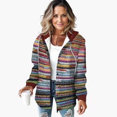 Warme Damen Strickjacke mit Kapuze - Eleganter Button-Down Cardigan in Mehrfarbig
