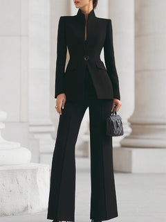 Elena | Damen Blazer & Hosen Anzug Set in Schwarz