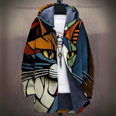 Kapuzen-Strickjacke Mit Print Für Damen | Lockere Passform in Mehrfarbig