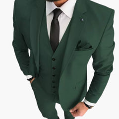 Slim Fit Anzug Set - Herrenanzug 3-teilig für Hochzeit Event in Grün