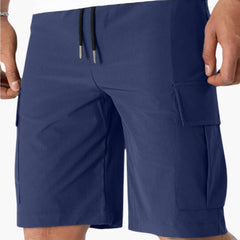 Herren Sommer Cargoshorts mit Kordelzug und Klappentaschen in Marineblau