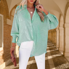 Kate | Gestreift Oversized Hemd in Grün