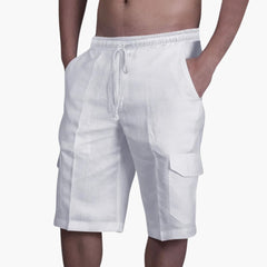 Herren Cargo Shorts mit Kordelzug und Taschen für den Sommer in Weiß