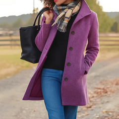 Elena | Damen Klassischer Knopf Mantel in Lila