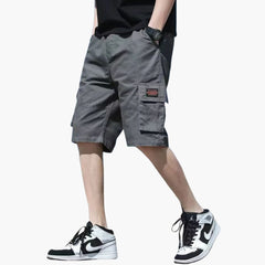 Herren Sommer Cargo Shorts mit Taschen und Reißverschluss in Grau