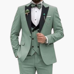 Herren Anzug dreiteilig mit Slim Fit und Kontrastrevers in Mintgrün