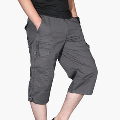 Herren 3/4 Cargohose mit Taschen für Frühling und Sommer in Grau