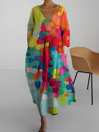 Camryn - Mehrfarbiges Sommerkleid mit V-Ausschnitt