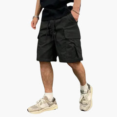 Herren Cargo Shorts mit Taschen und Kordelzug für den Sommer in Schwarz