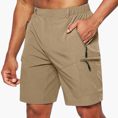 Herren Cargo Shorts mit Reißverschlusstaschen und Ripstop-Gewebe in Khaki