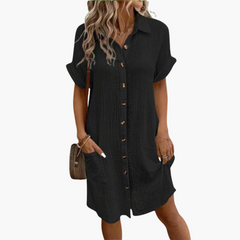 Edith | Hemdkleid mit Knopfleiste in Schwarz
