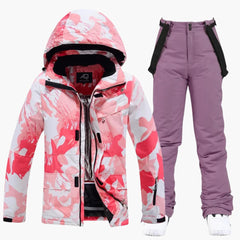 Zweiteiliger Skianzug für Damen in Rosa / Lila