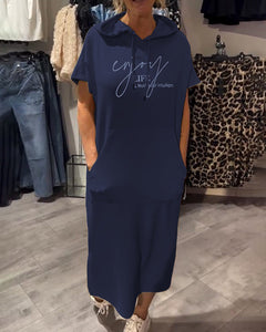 Saskia™ | Lässiges Hoodiekleid in Dunkelblau